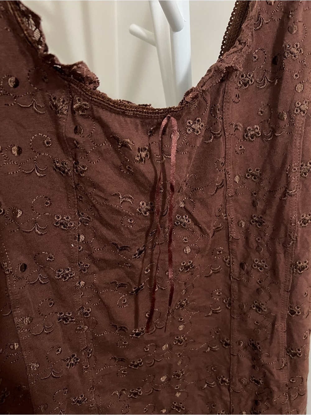 FANG Brown Embroidered Lace-Trim Camisole